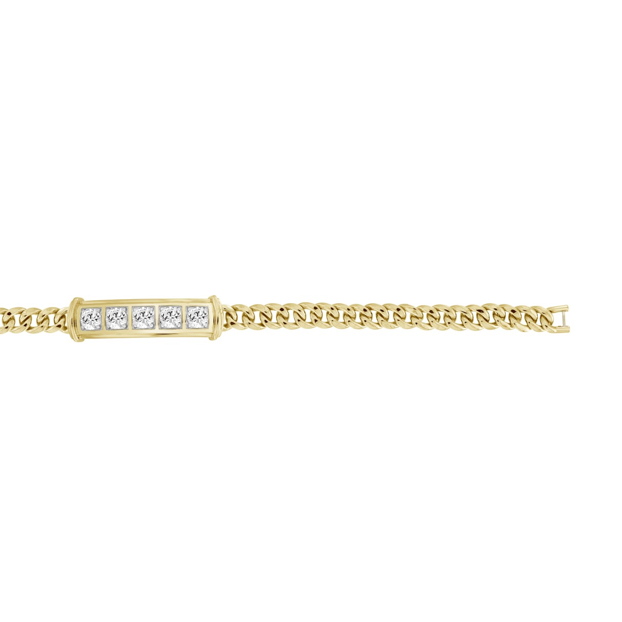 MEN'S BRACELET 2 1/2CT ROUND DIAMOND 14K YELLOW GOLD