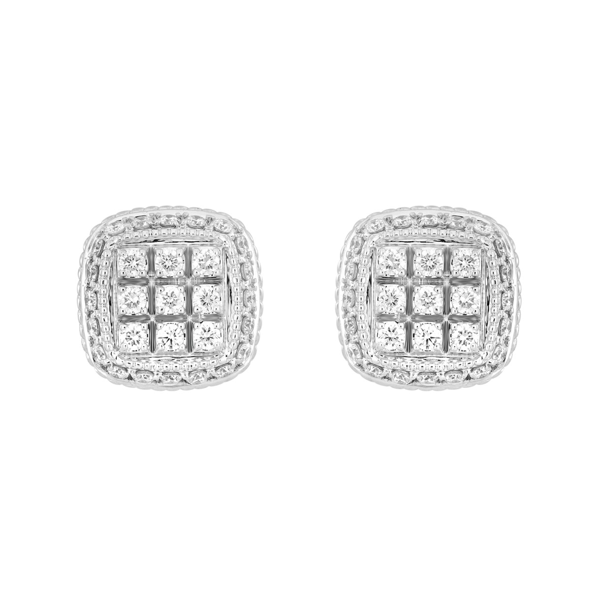 14K WHITE GOLD 3 /4CT ROUND DIAMOND MEN'S EARRINGS...