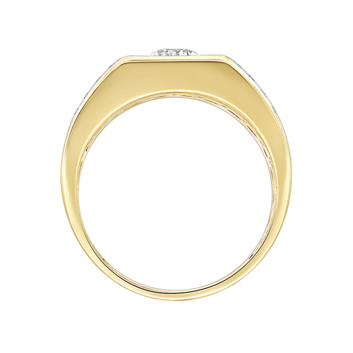 MEN'S RING 1CT ROUND DIAMOND 14K YELLOW GOLD (CENTER STONE ROUND DIAMOND 3/4CT )