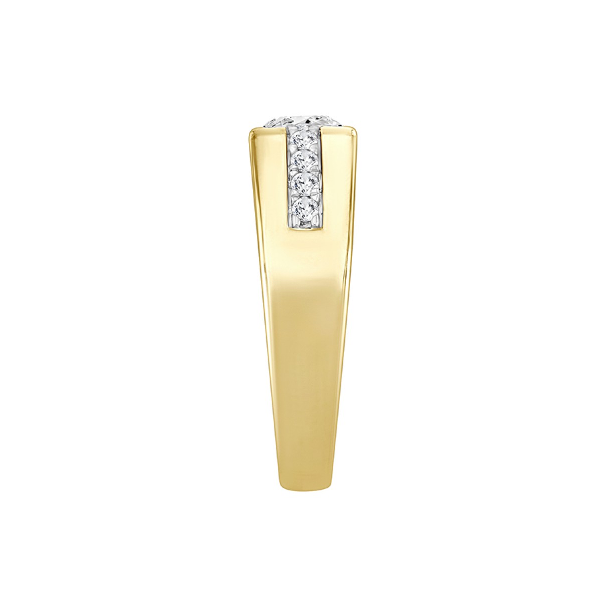 MEN'S RING 1CT ROUND DIAMOND 14K YELLOW GOLD (CENTER STONE ROUND DIAMOND 3/4CT )