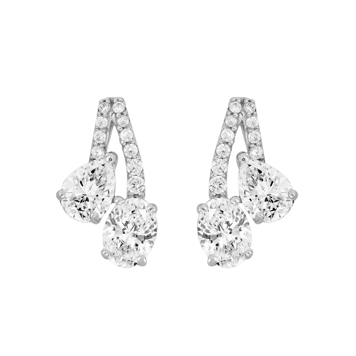 14K WHITE GOLD 2 1/2CT ROUND/OVAL/PEAR DIAMOND LADIES EARRINGS 