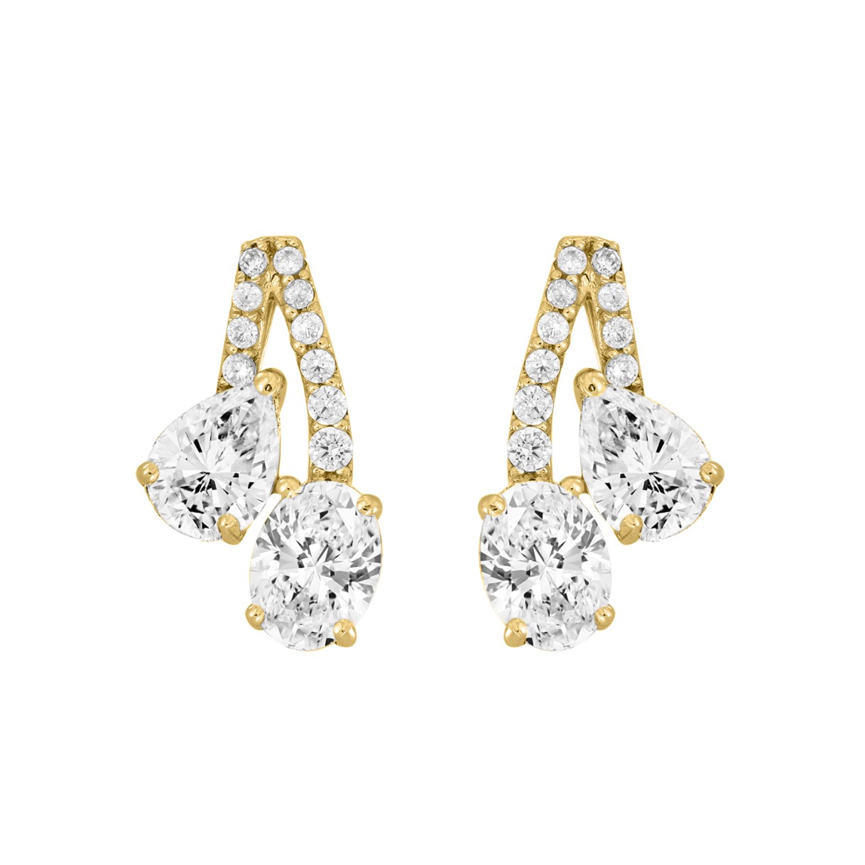 14K YELLOW GOLD 2 1/2CT ROUND/OVAL/PEAR DIAMOND LADIES EARRINGS 