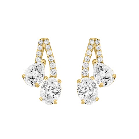 14K YELLOW GOLD 2 1/2CT ROUND/OVAL/PEAR DIAMOND LADIES EARRINGS 