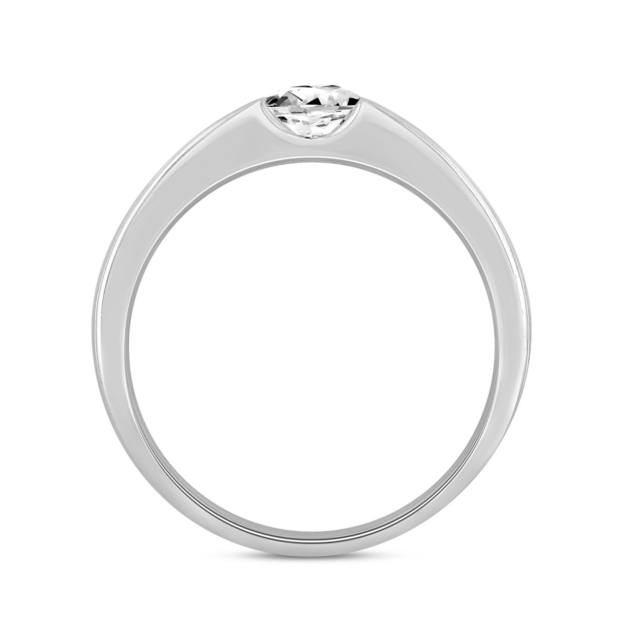 MEN'S BAND 1CT ROUND/PRINCESS DIAMOND 14K WHITE GOLD (CENTER STONE PRINCESS DIAMOND 3/4CT )