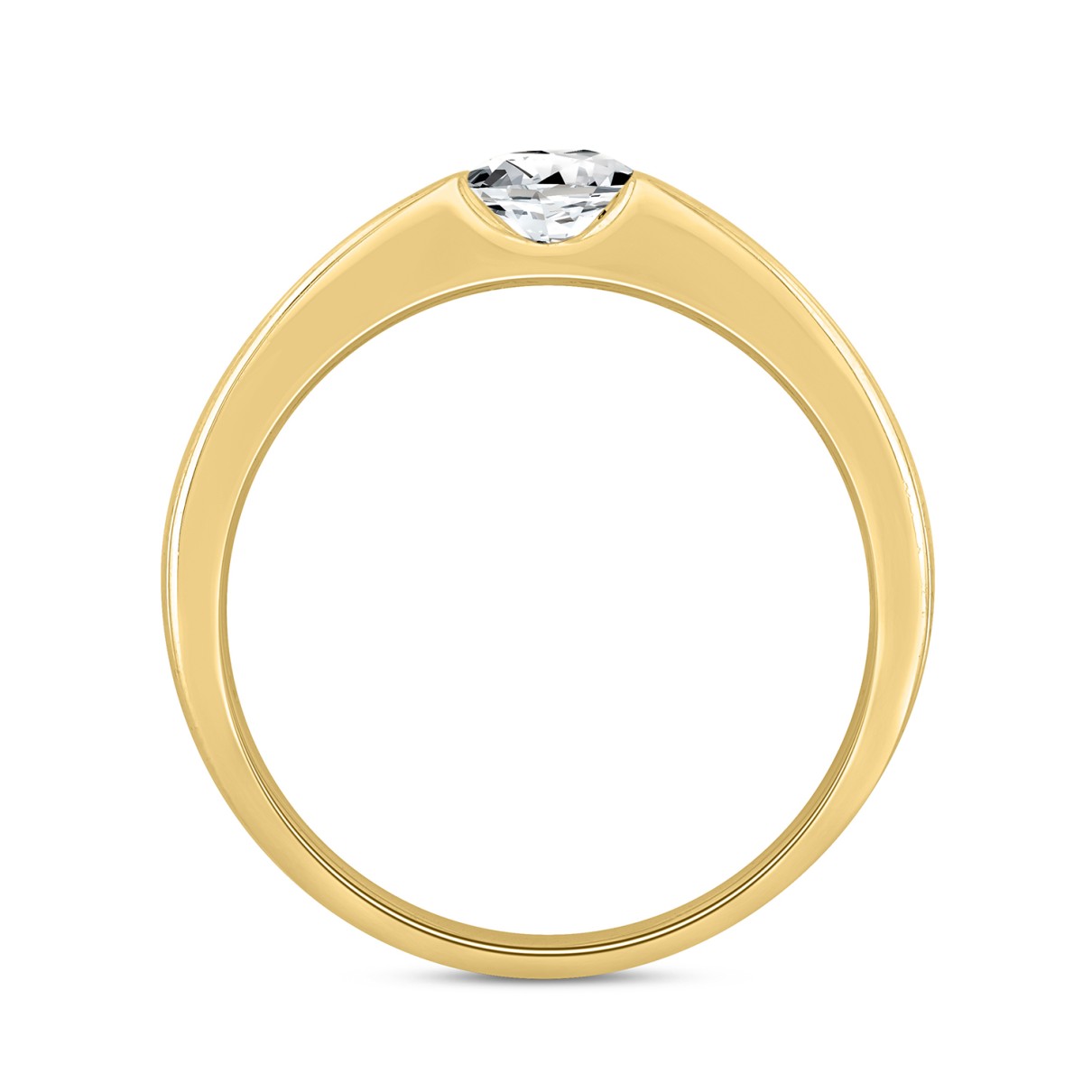 MEN'S BAND 1CT ROUND/PRINCESS DIAMOND 14K YELLOW GOLD (CENTER STONE PRINCESS DIAMOND 3/4CT )