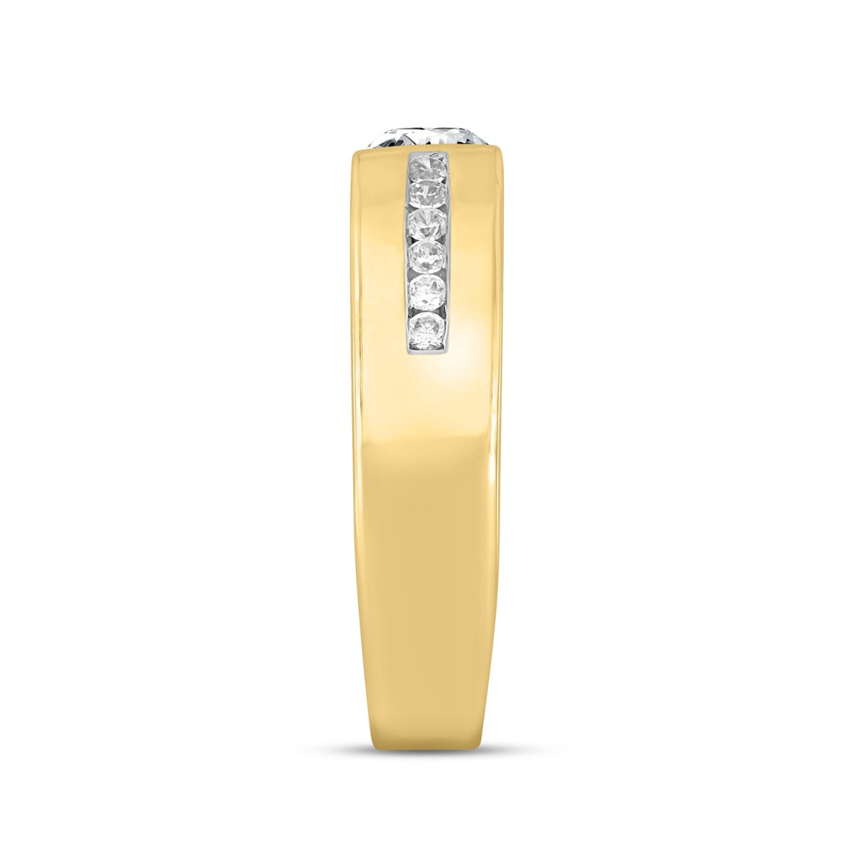 MEN'S BAND 1CT ROUND/PRINCESS DIAMOND 14K YELLOW GOLD (CENTER STONE PRINCESS DIAMOND 3/4CT )