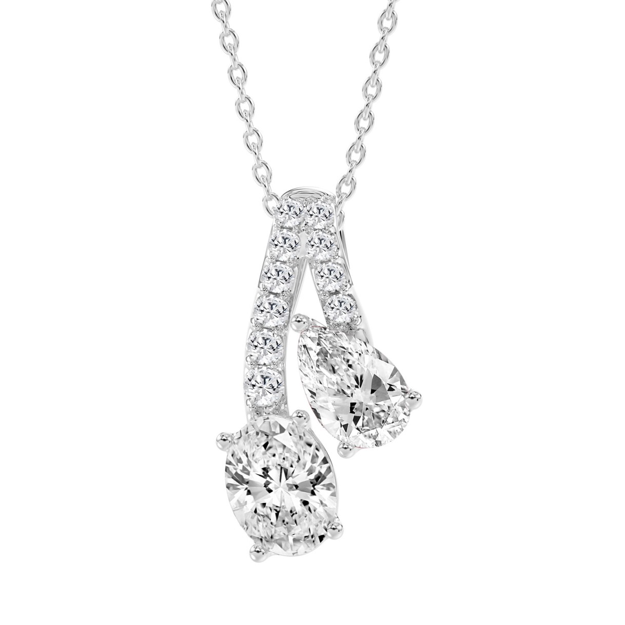 14K WHITE GOLD 2CT ROUND/OVAL/PEAR DIAMOND LADIES ...