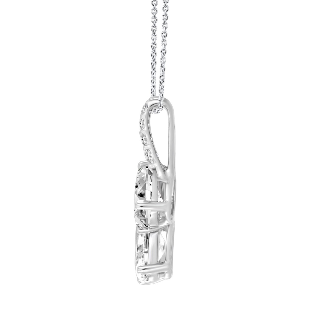 14K WHITE GOLD 2CT ROUND/OVAL/PEAR DIAMOND LADIES PENDANT WITH CHAIN