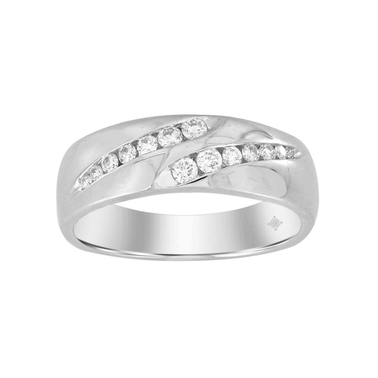 MEN'S BAND 1/3CT ROUND DIAMOND 14K WHITE GOLD