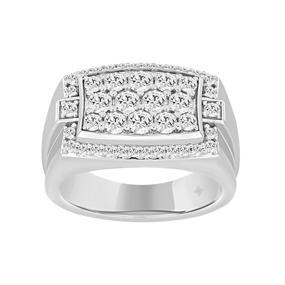 MEN'S RING 1 1/2CT ROUND DIAMOND 14K WHITE GOLD