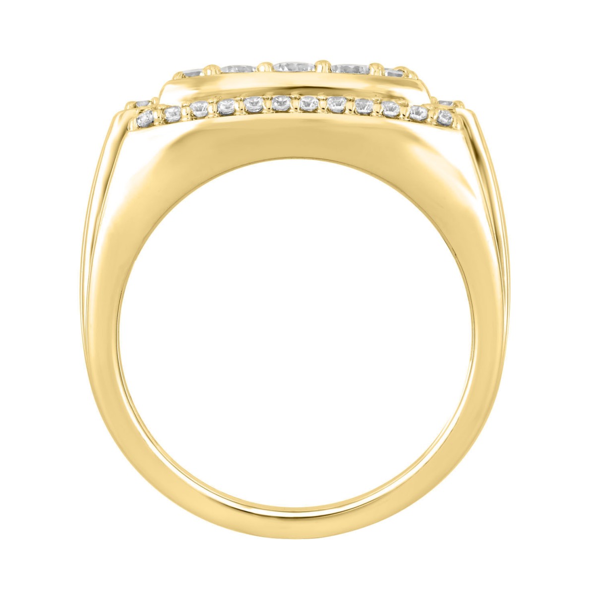 Men's 10K Yellow Gold 1 1/2Ct Round Diamond Cluster Ring Luxury Diamond Fashion Ring