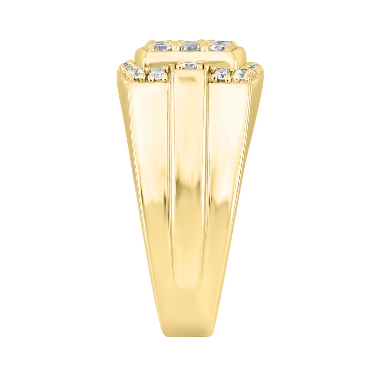Men's 10K Yellow Gold 1 1/2Ct Round Diamond Cluster Ring Luxury Diamond Fashion Ring