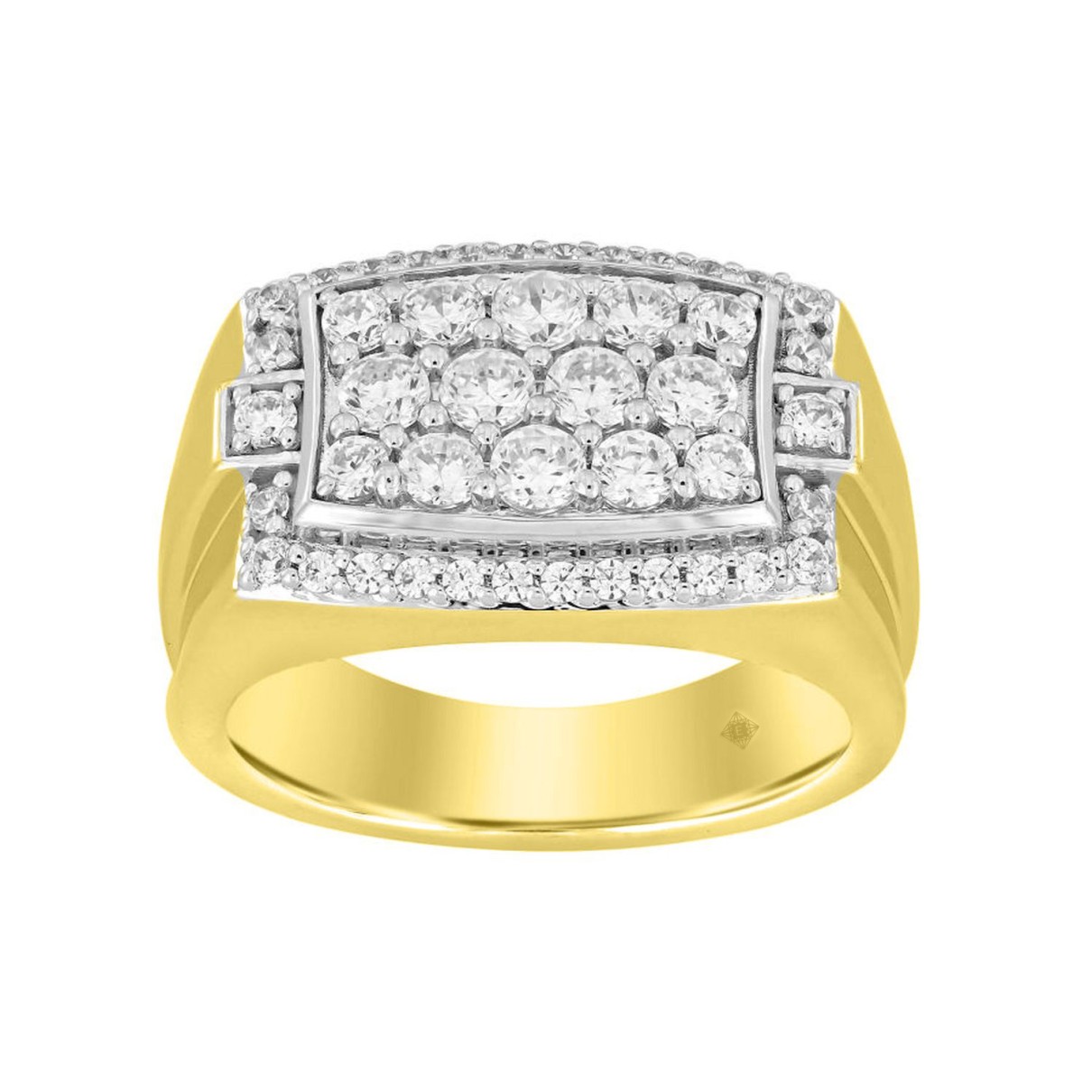 MEN'S RING 1 1/2CT ROUND DIAMOND 14K YELLOW GOLD