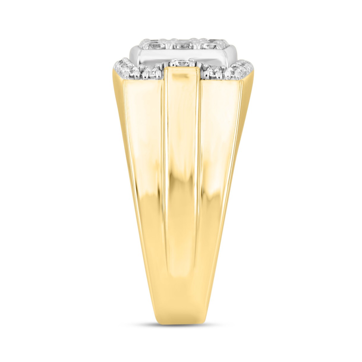 MEN'S RING 1 1/2CT ROUND DIAMOND 14K YELLOW GOLD