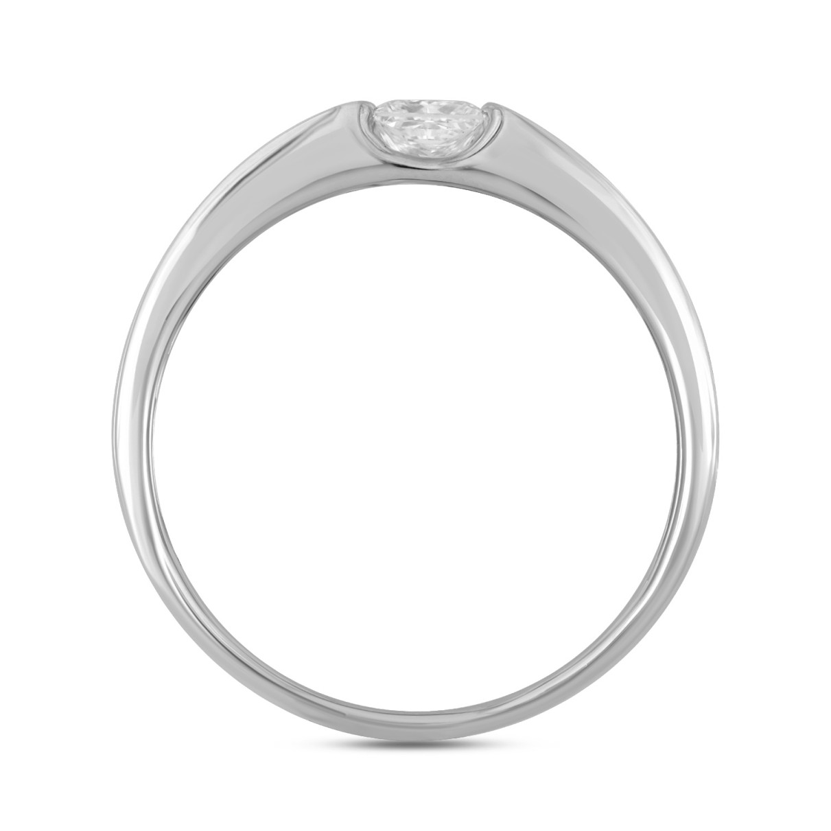 14K WHITE GOLD 3/4CT ROUND/PRINCESS DIAMOND MEN'S BAND (CENTER STONE PRINCESS DIAMOND 1/2CT )