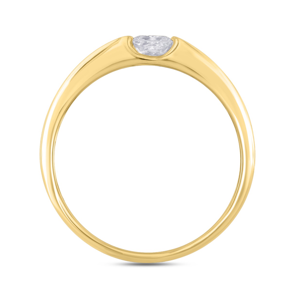 14K YELLOW GOLD 3/4CT ROUND/PRINCESS DIAMOND MEN'S BAND (CENTER STONE PRINCESS DIAMOND 1/2CT )