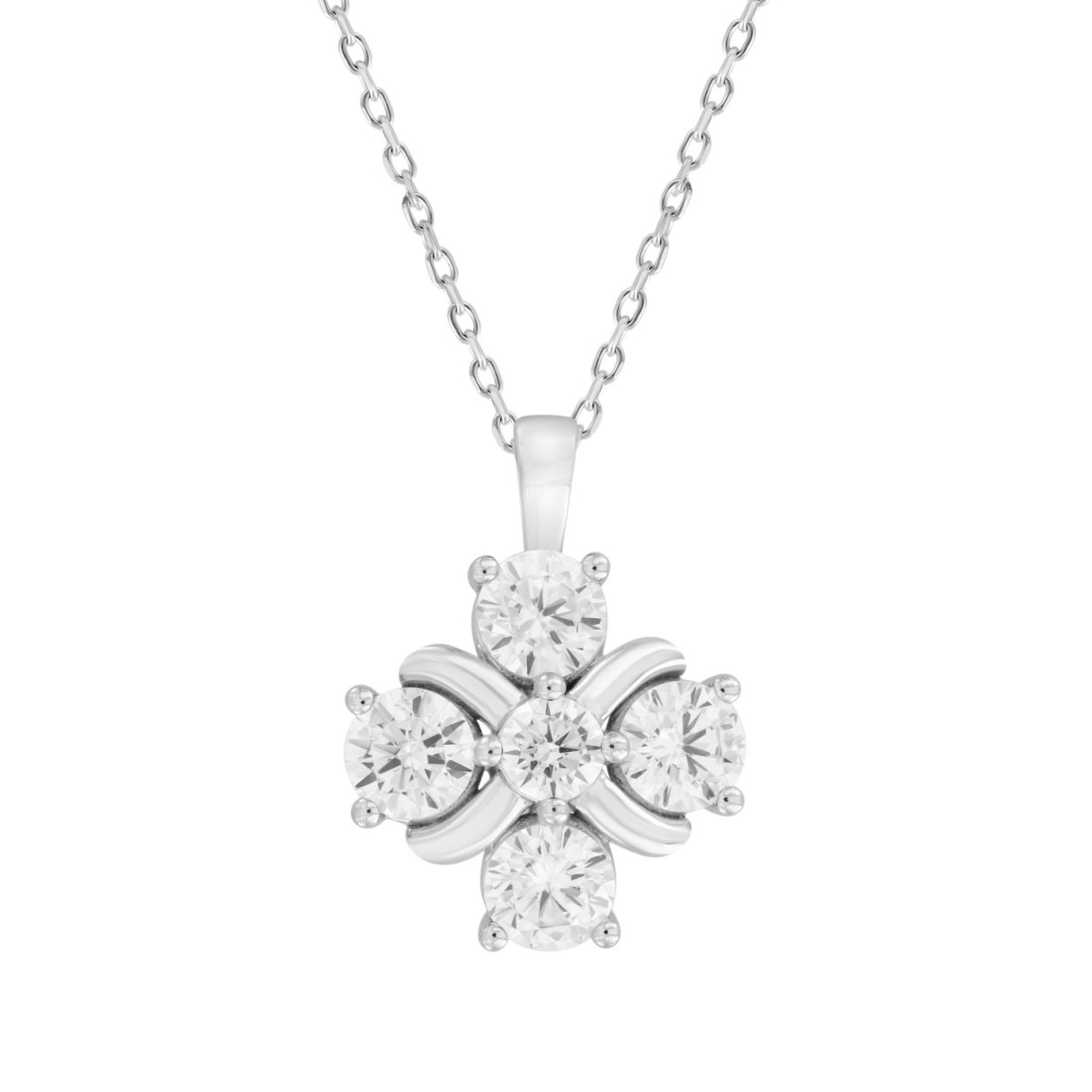 14K WHITE GOLD 2 1/4CT ROUND DIAMOND LADIES PENDANT WITH CHAIN