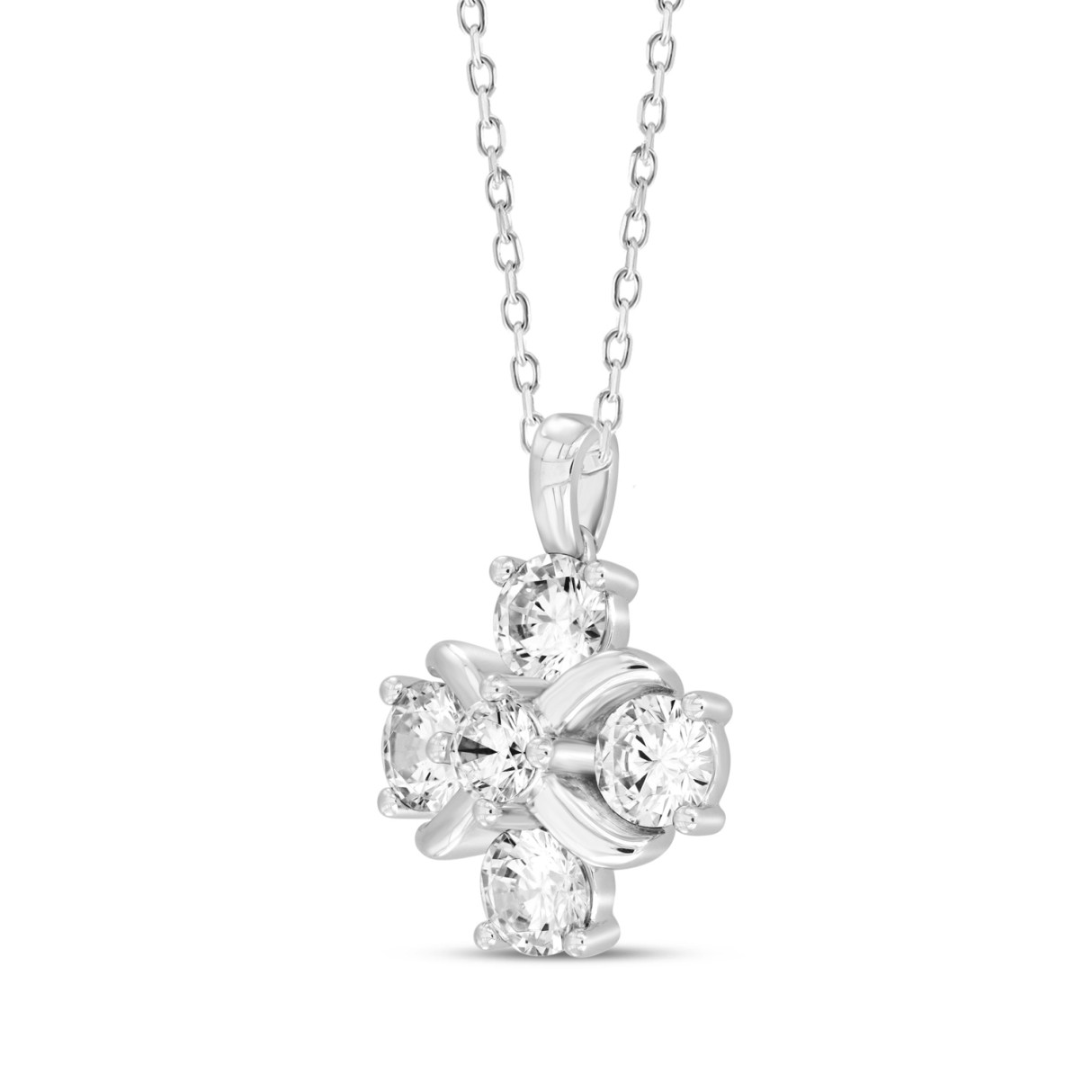14K WHITE GOLD 2 1/4CT ROUND DIAMOND LADIES PENDANT WITH CHAIN