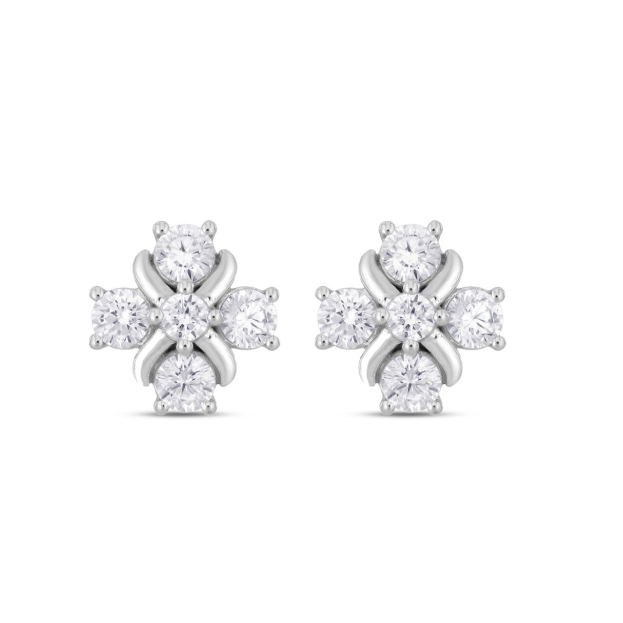 14K WHITE GOLD 1 1/2CT ROUND DIAMOND Men's EARRINGS 