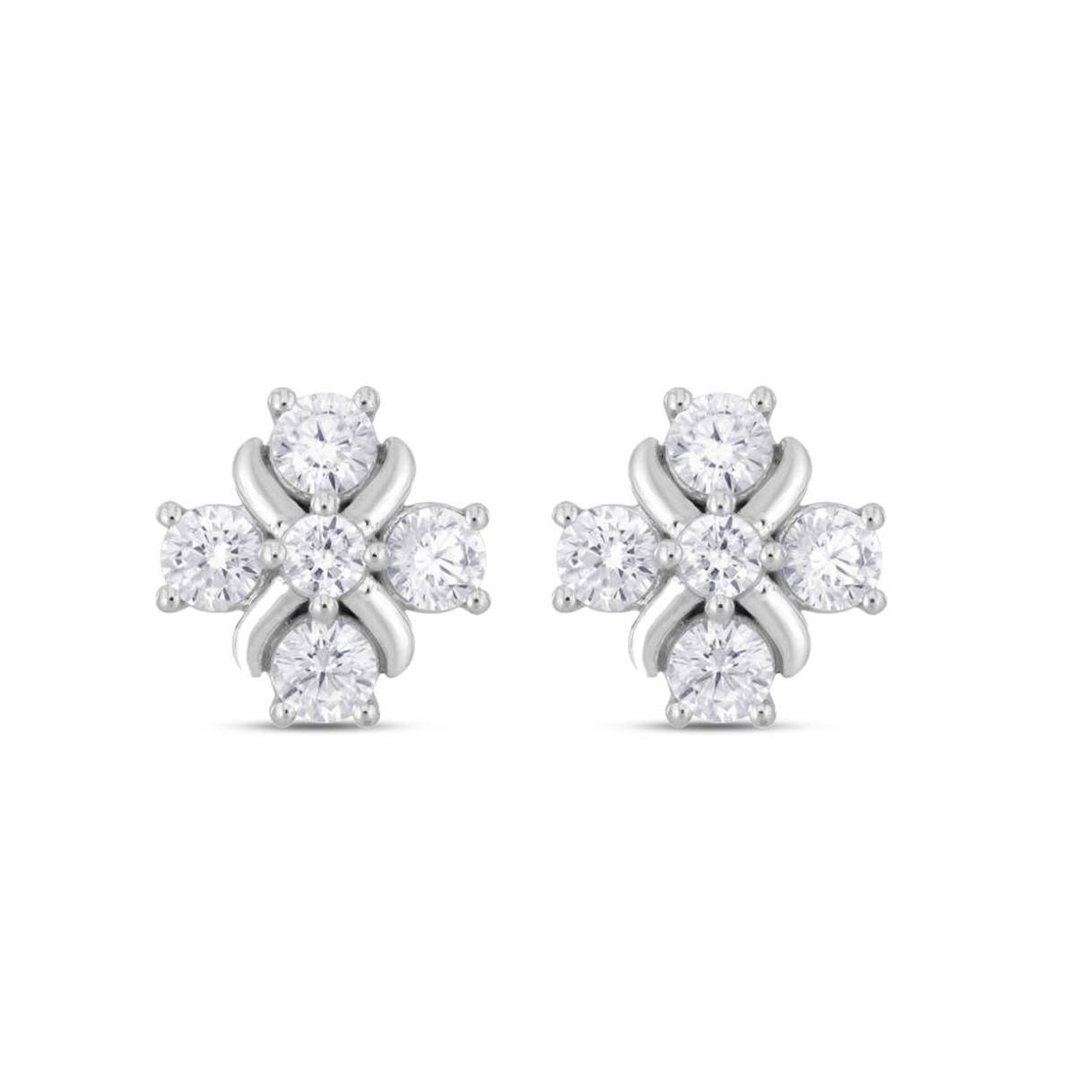 14K WHITE GOLD 1 1/2CT ROUND DIAMOND Men's EARRINGS 