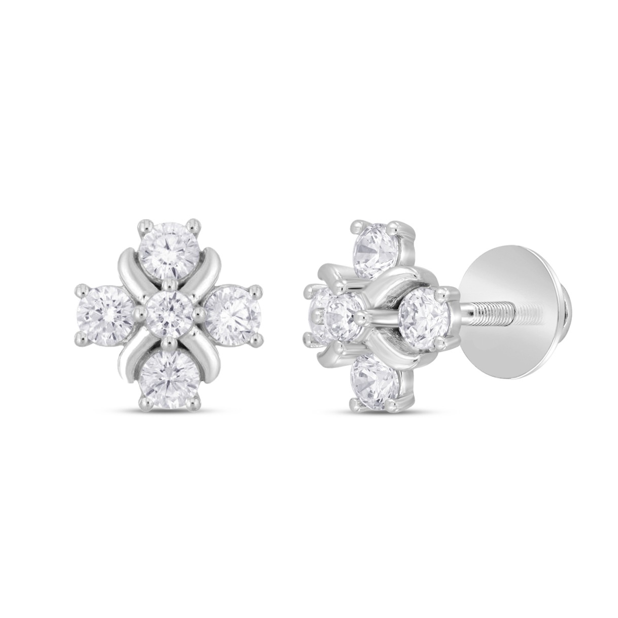 14K WHITE GOLD 1 1/2CT ROUND DIAMOND Men's EARRINGS 
