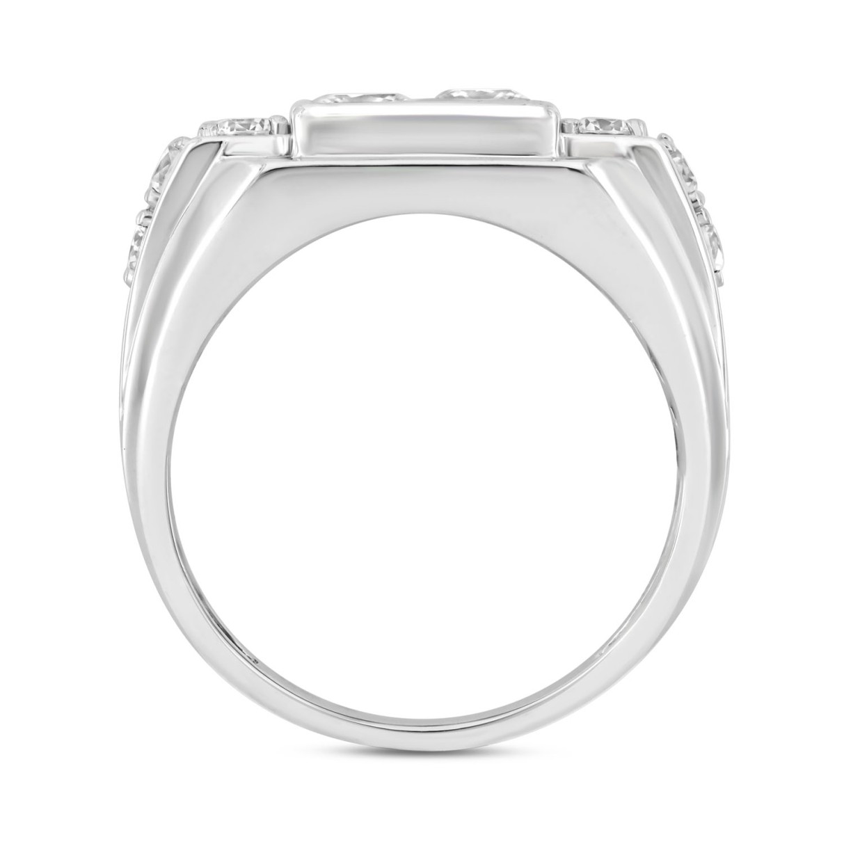 MEN'S RING 2 3/4CT ROUND/PRINCESS DIAMOND 14K WHITE GOLD