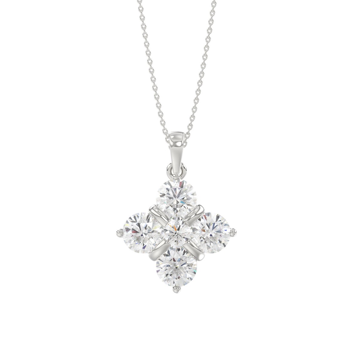 14K WHITE GOLD 1 7/8CT ROUND DIAMOND LADIES PENDAN...