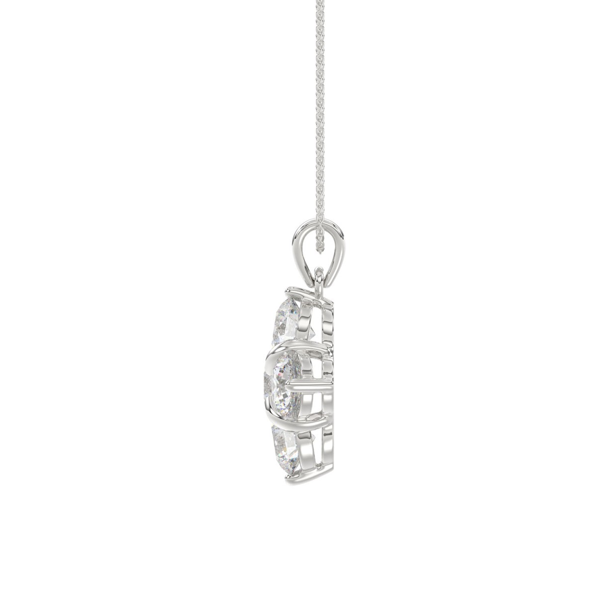 14K WHITE GOLD 1 7/8CT ROUND DIAMOND LADIES PENDANT WITH CHAIN