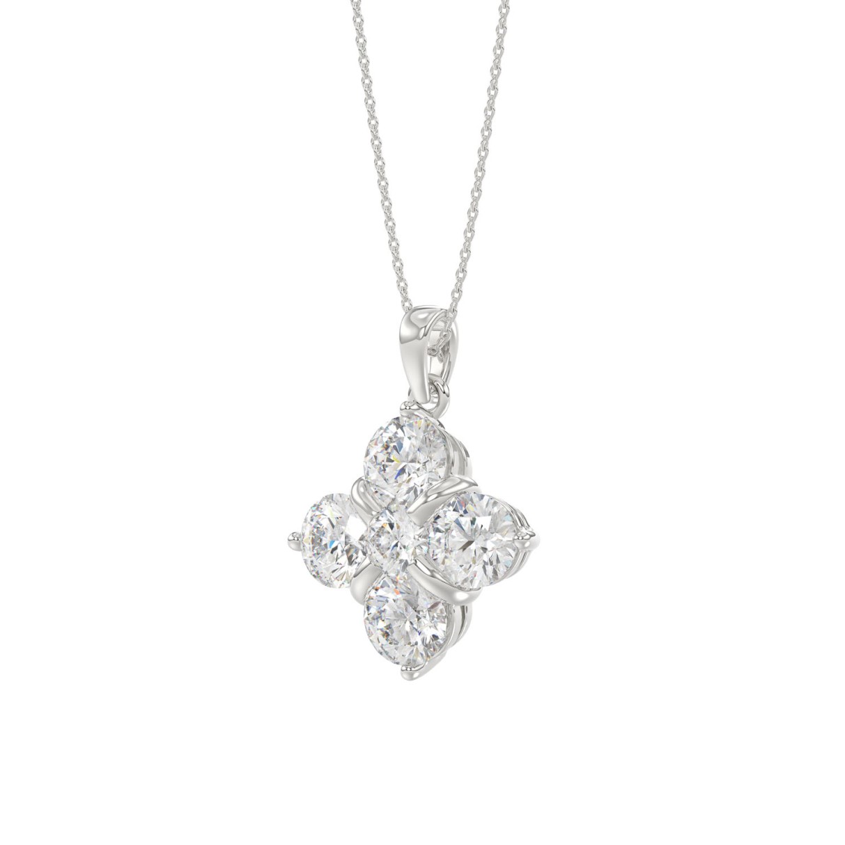 14K WHITE GOLD 1 7/8CT ROUND DIAMOND LADIES PENDANT WITH CHAIN