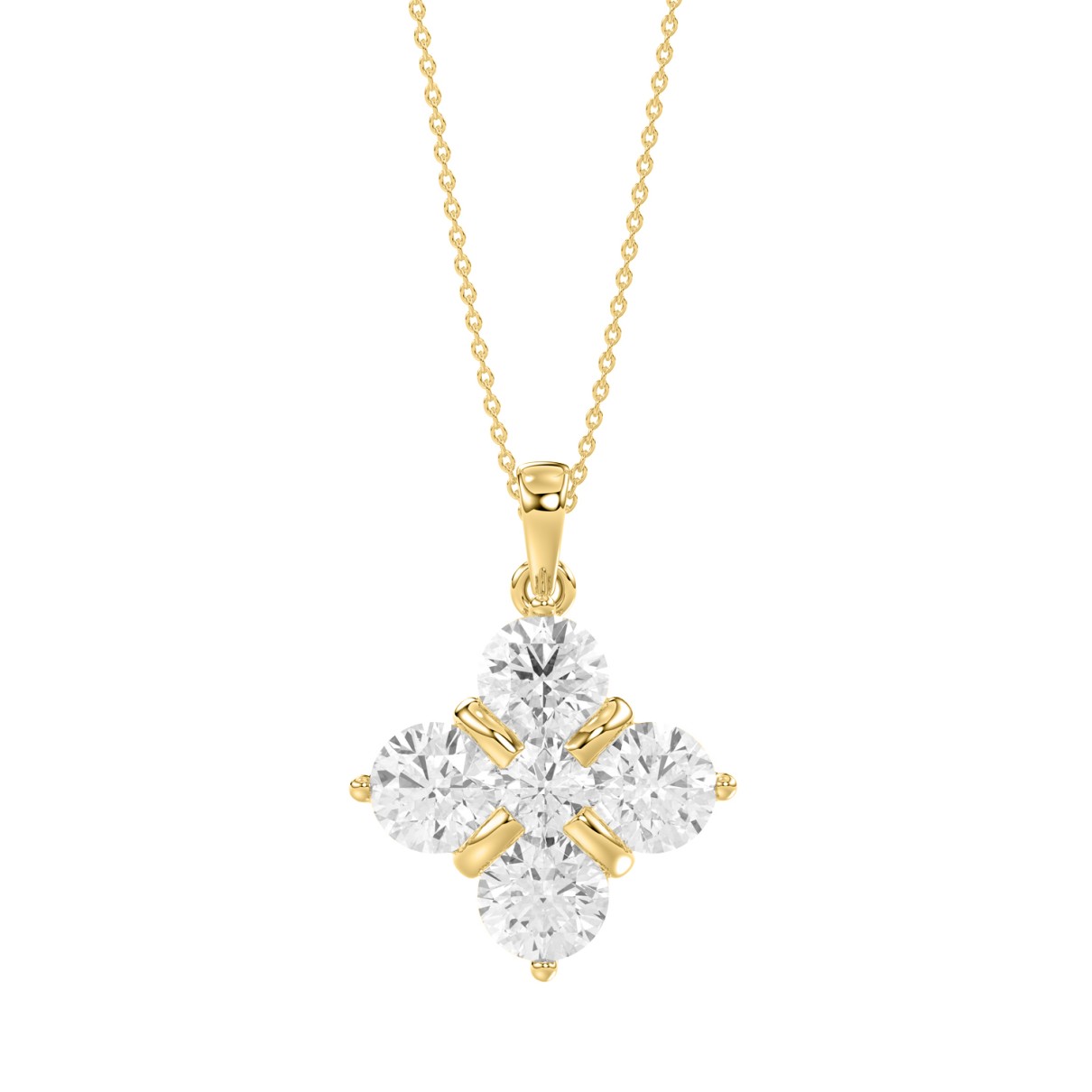 14K YELLOW GOLD 1 7/8CT ROUND DIAMOND LADIES PENDANT WITH CHAIN