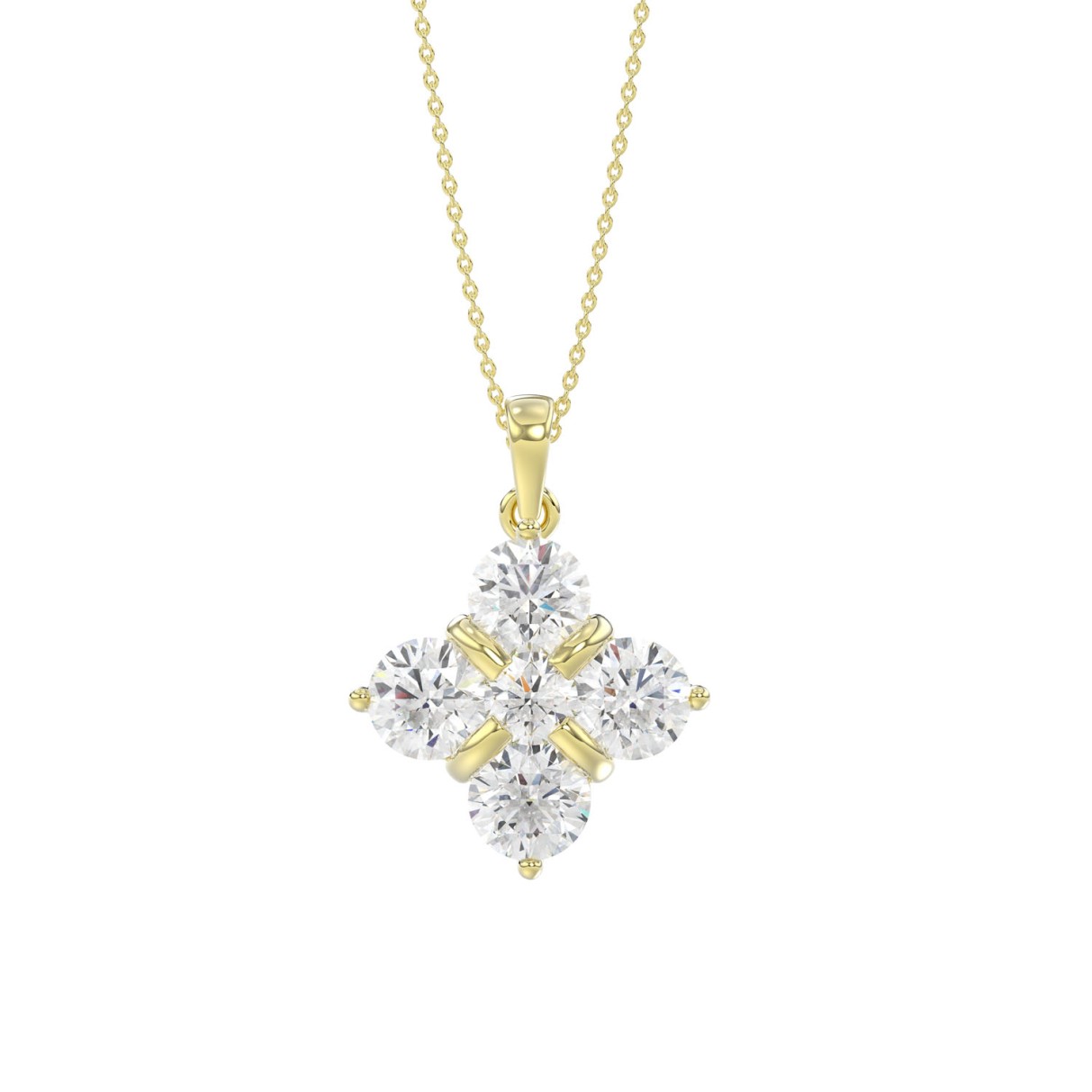 14K YELLOW GOLD 1 7/8CT ROUND DIAMOND LADIES PENDANT WITH CHAIN