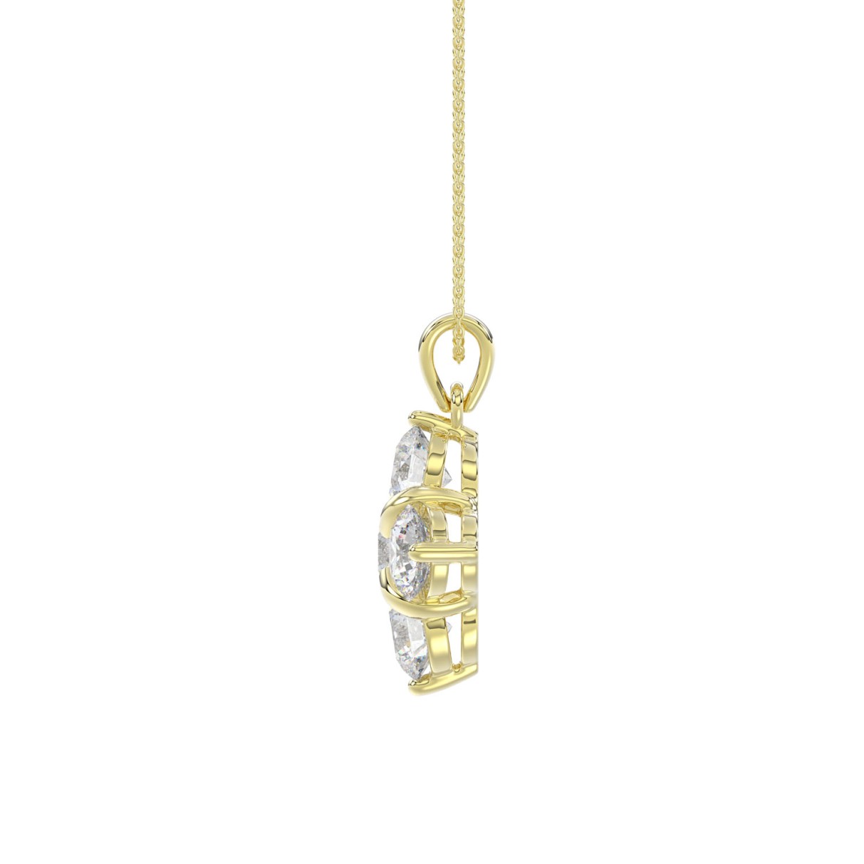 14K YELLOW GOLD 1 7/8CT ROUND DIAMOND LADIES PENDANT WITH CHAIN