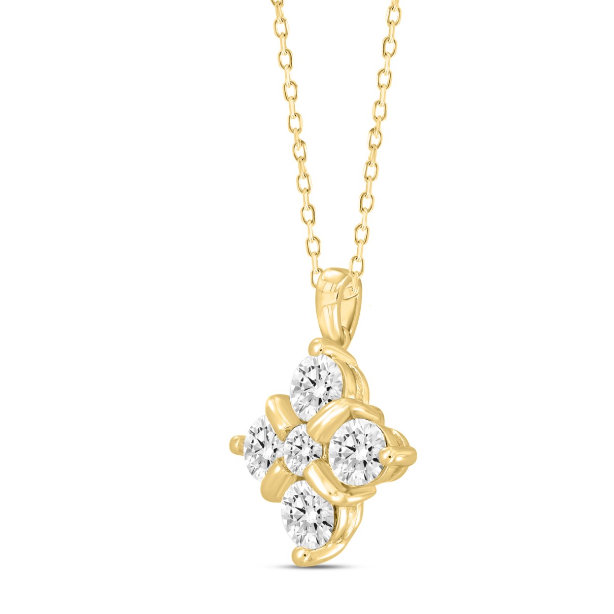 14K YELLOW GOLD 1 7/8CT ROUND DIAMOND LADIES PENDANT WITH CHAIN