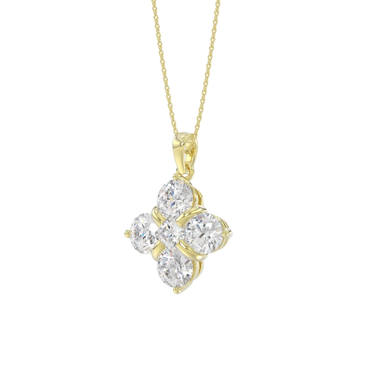 14K YELLOW GOLD 1 7/8CT ROUND DIAMOND LADIES PENDANT WITH CHAIN