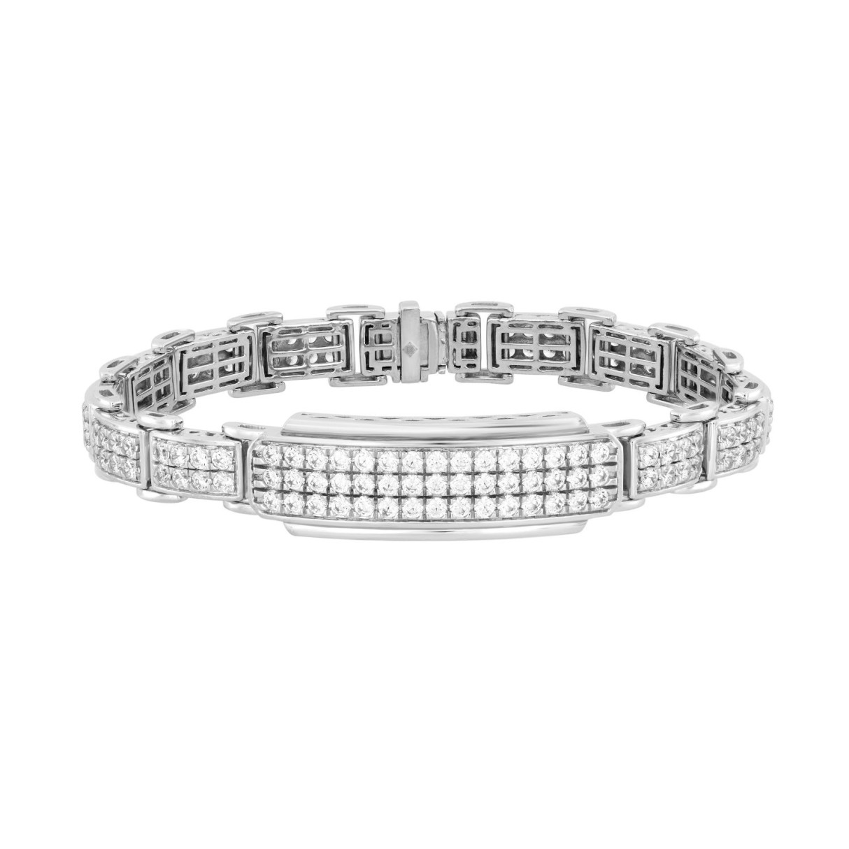 MEN'S BRACELET 9 1/5CT ROUND DIAMOND 14K WHITE GOL...