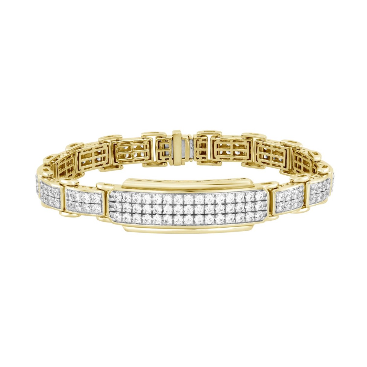 MEN'S BRACELET 9 1/5CT ROUND DIAMOND 14K YELLOW GO...