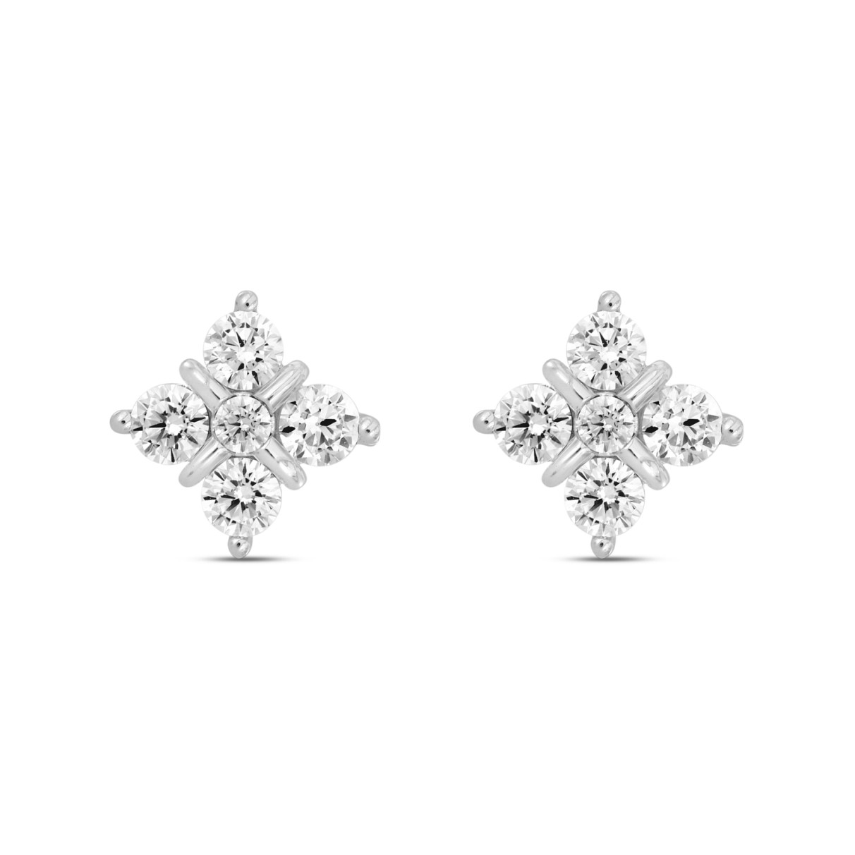 14K WHITE GOLD 1 1/2CT ROUND DIAMOND LADIES EARRINGS 