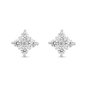 14K WHITE GOLD 1 1/2CT ROUND DIAMOND LADIES EARRINGS 
