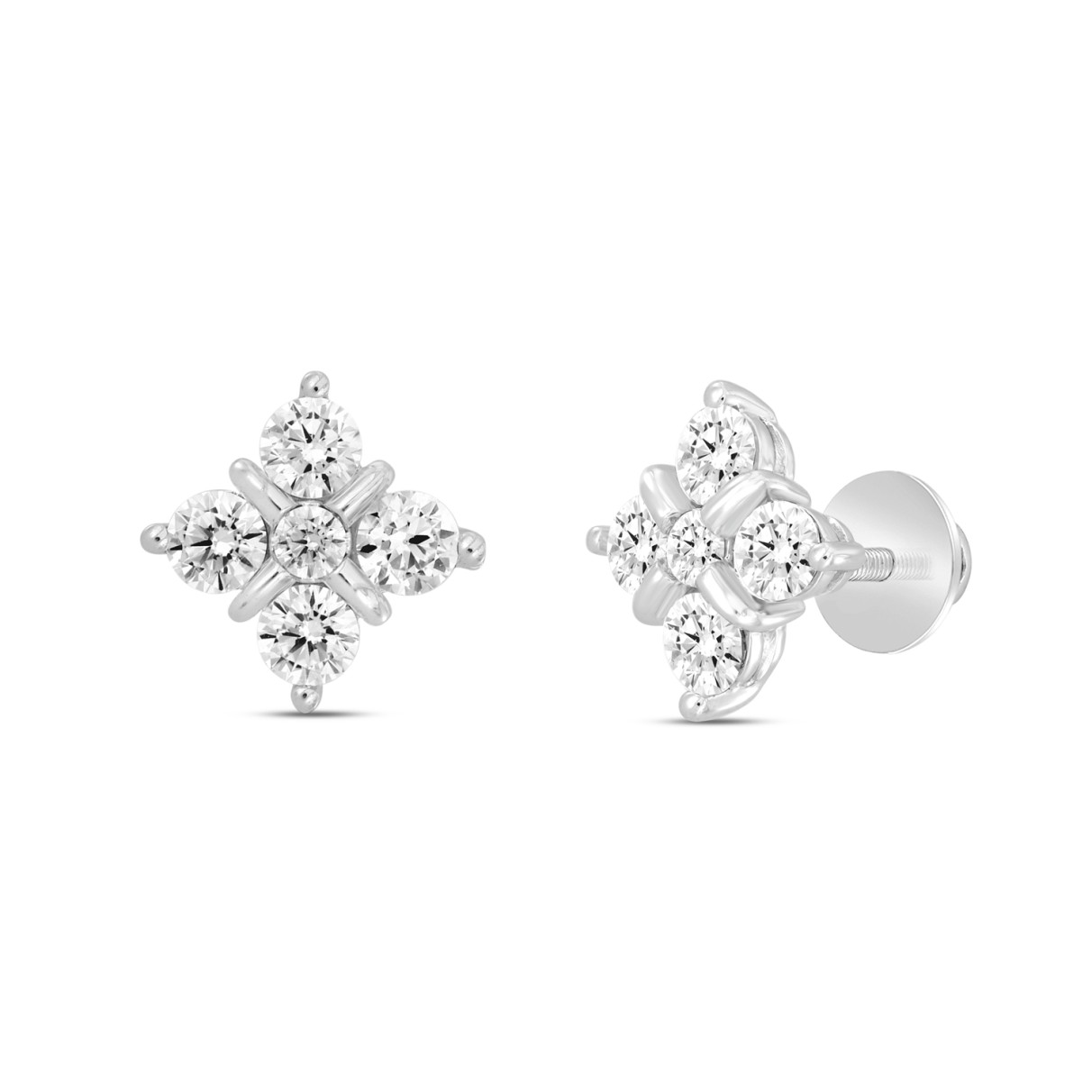 14K WHITE GOLD 1 1/2CT ROUND DIAMOND LADIES EARRINGS 