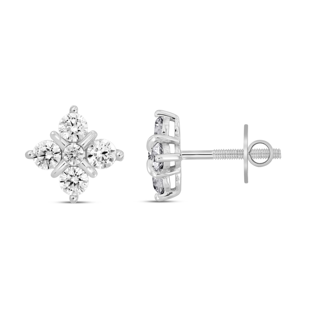 14K WHITE GOLD 1 1/2CT ROUND DIAMOND LADIES EARRINGS 