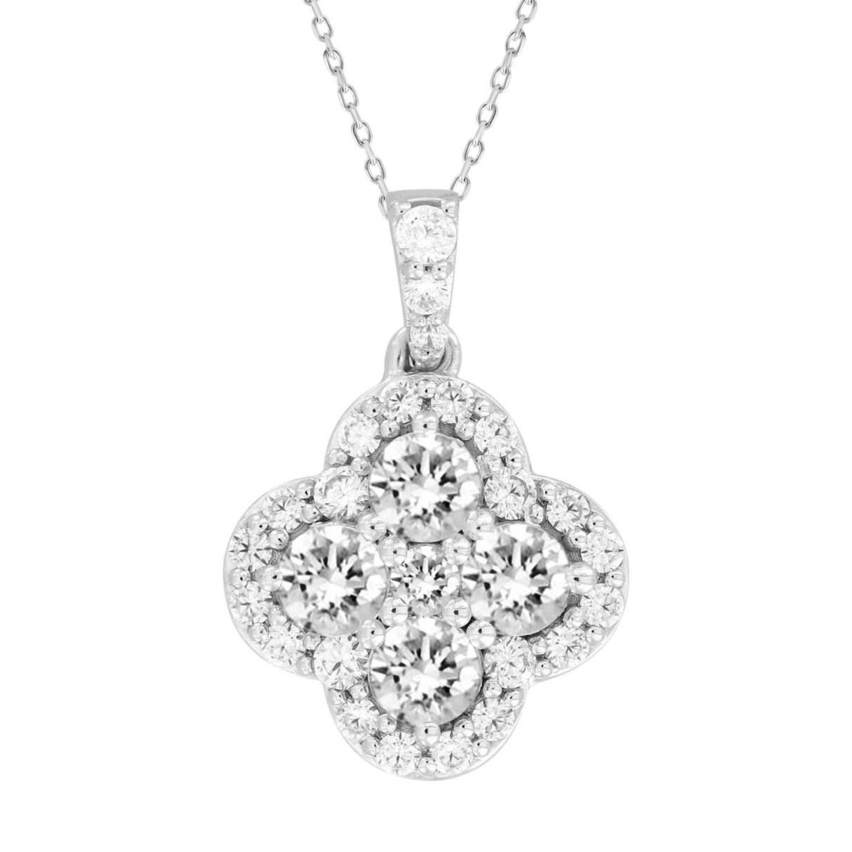 14K WHITE GOLD 1CT ROUND DIAMOND LADIES PENDANT WITH CHAIN