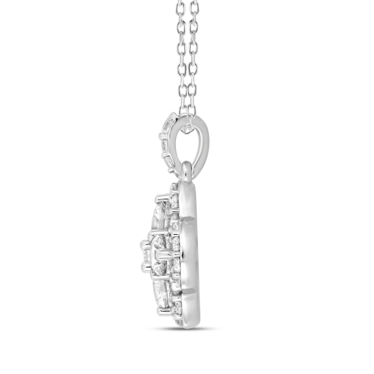 14K WHITE GOLD 1CT ROUND DIAMOND LADIES PENDANT WITH CHAIN