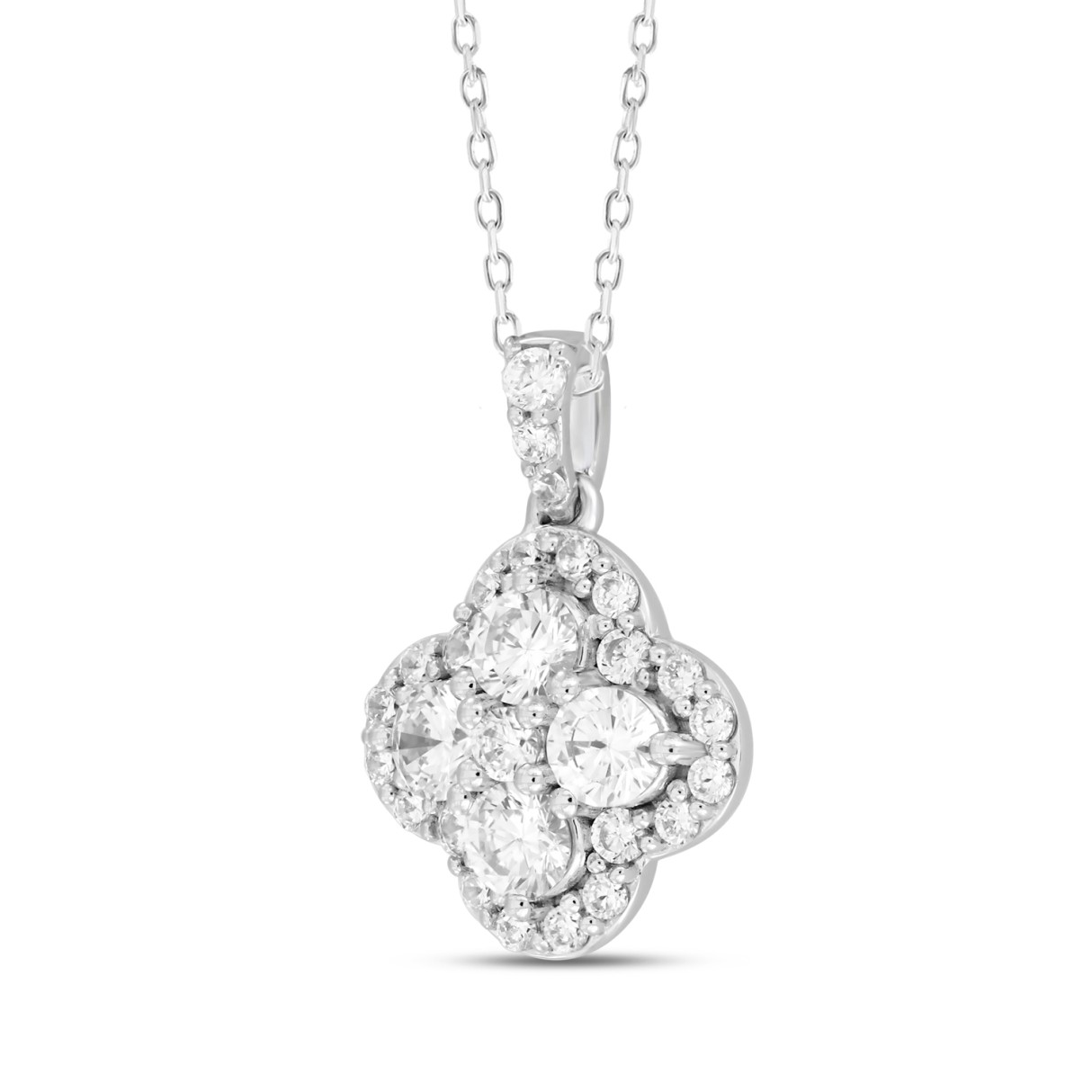 14K WHITE GOLD 1CT ROUND DIAMOND LADIES PENDANT WITH CHAIN