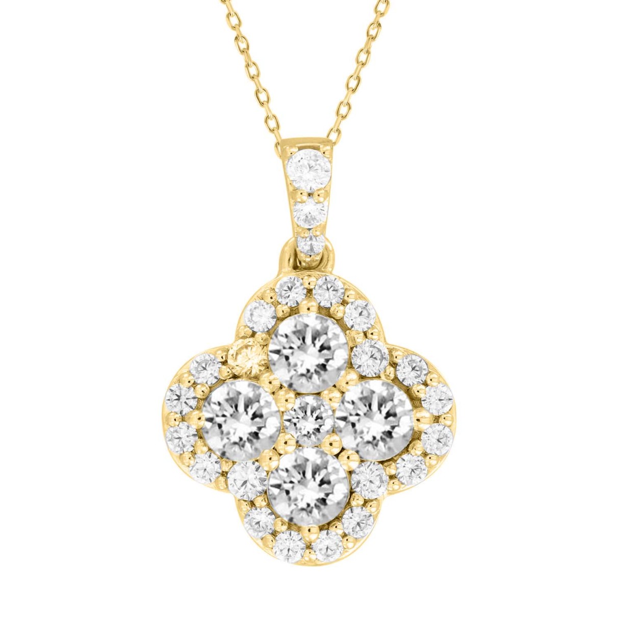 14K YELLOW GOLD 1CT ROUND DIAMOND LADIES PENDANT W...