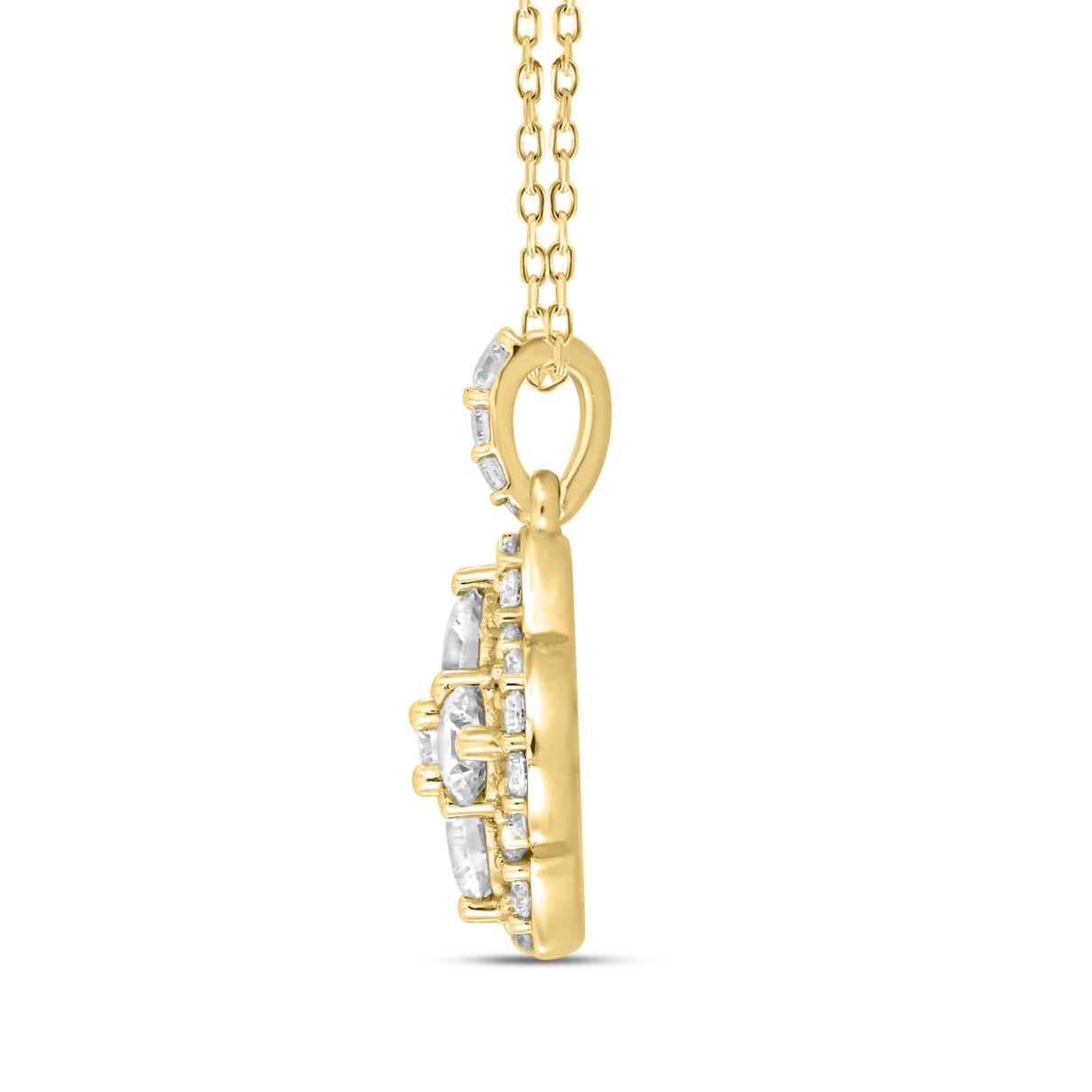 14K YELLOW GOLD 1CT ROUND DIAMOND LADIES PENDANT WITH CHAIN