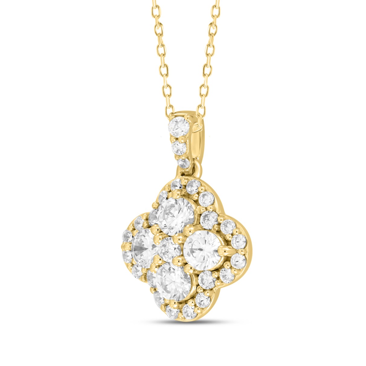 14K YELLOW GOLD 1CT ROUND DIAMOND LADIES PENDANT WITH CHAIN