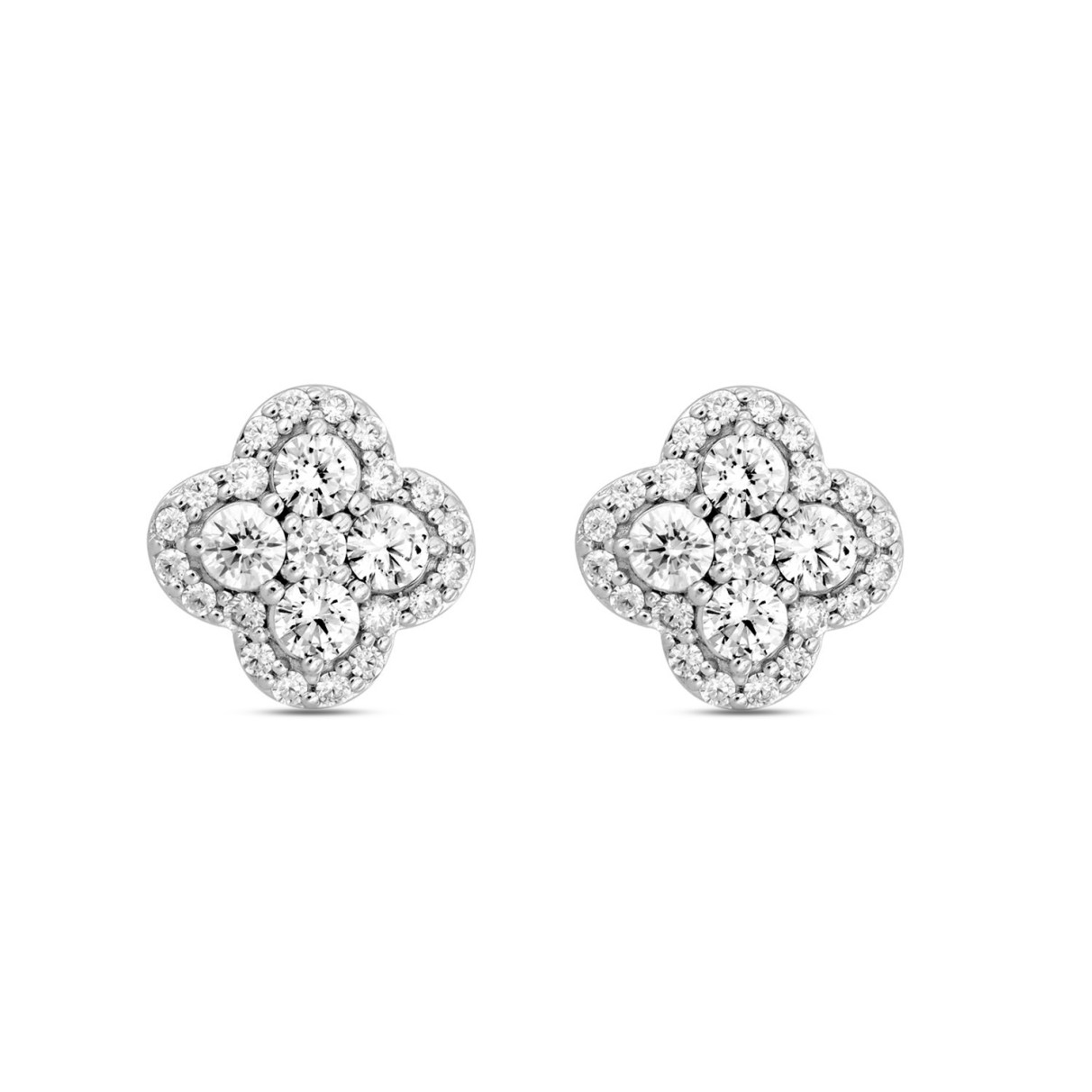 14K WHITE GOLD 1 1/2CT ROUND DIAMOND Men's EARRINGS 