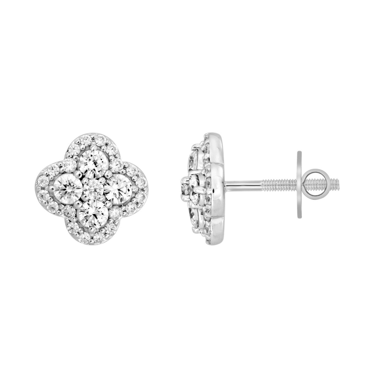 14K WHITE GOLD 1 1/2CT ROUND DIAMOND Men's EARRINGS 