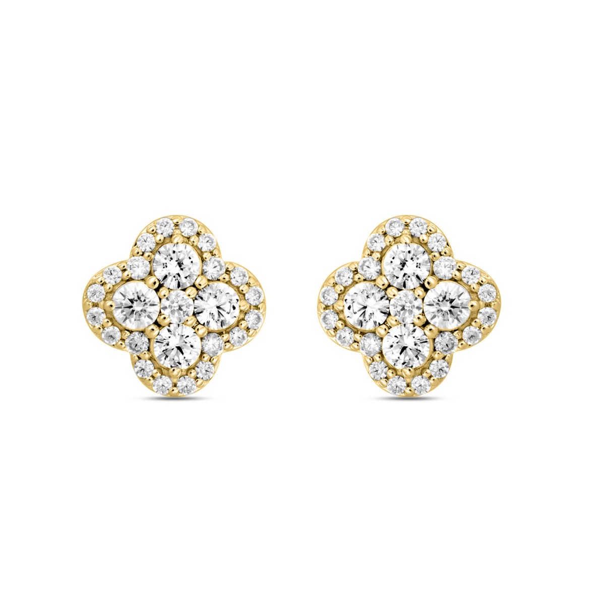 14K YELLOW GOLD 1 1/2CT ROUND DIAMOND Men's EARRIN...