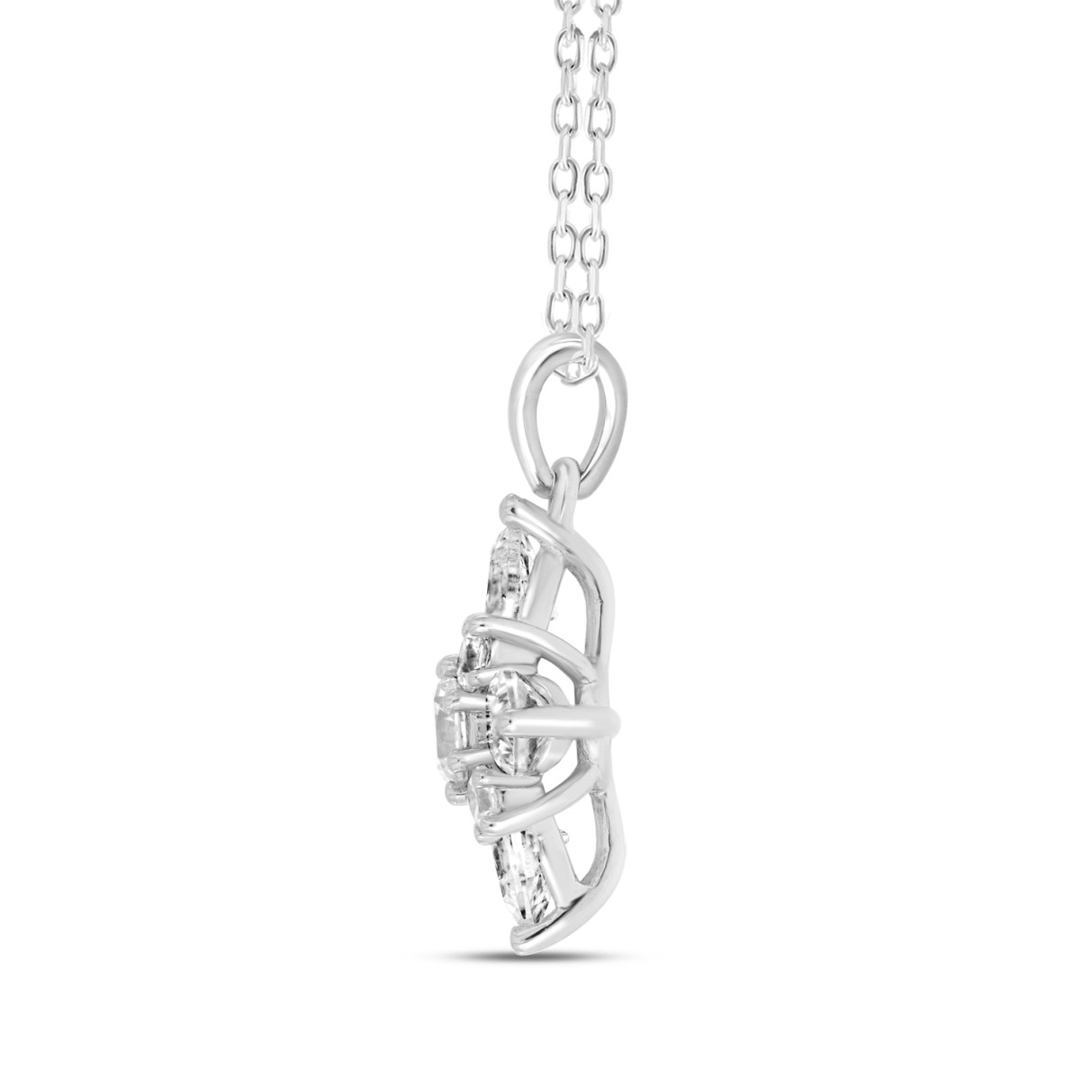 14K WHITE GOLD 1CT ROUND/PEAR DIAMOND LADIES PENDANT WITH CHAIN